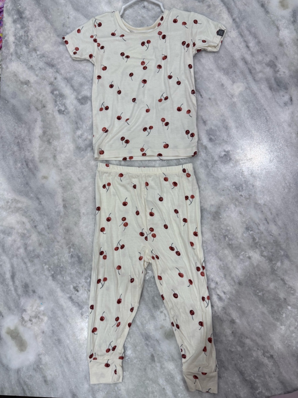 Gerber Modern Moments Bamboo Kids Cherry-Print Cream Pajama Set